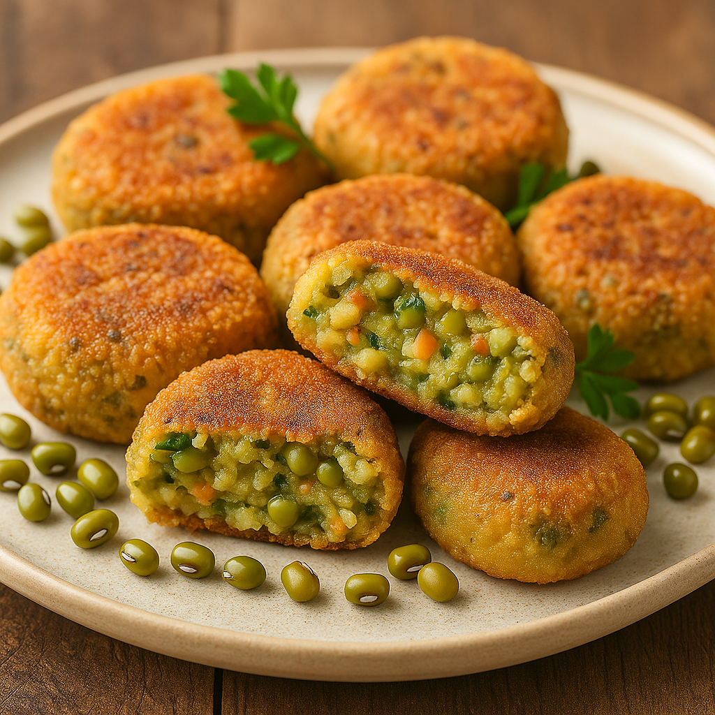 Croquetas de frijol mungo y polenta